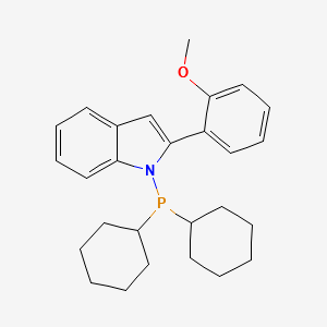 1-(Dicyclohexylphosphino)-2-(2-methoxyphenyl)-1H-indole structure, CAS 947402-60-0