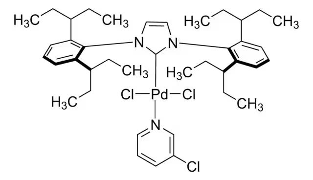 Dichloro[1,3-bis(2,6-Di-3-pentylphenyl)imidazol-2-ylidene](3-chloropyridyl)palladium(II) structure, CAS 1158652-41-5