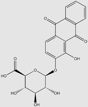 1-Hydroxy-2-anthraquinonyl beta-D-glucopyranosiduronic acid structure, CAS 21662-33-9