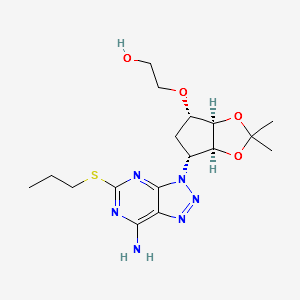 2-(((3aR,4S,6R,6aS)-6-(7-aMino-5-(propylthio)-3H-[1,2,3]triazolo[4,5-d]pyriMidin-3-yl)-2,2-diMethyltetrahydro-3aH-cyclopenta[d][1,3]dioxol-4-yl)oxy)ethanol structure, CAS 1858267-99-8
