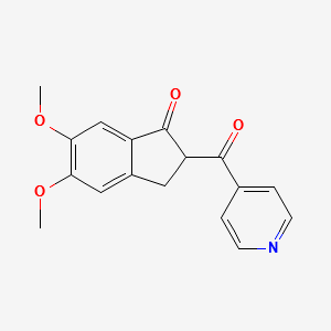 2-isonicotinoyl-5,6-diMethoxy-2,3-dihydro-1H-inden-1-one structure, CAS 923571-15-7