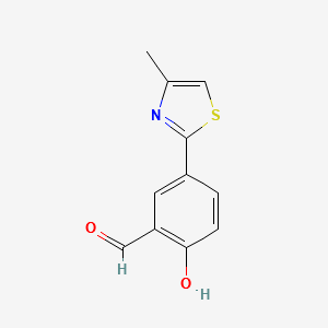 2-hydroxy-5-(4-methylthiazol-2-yl)benzaldehyde structure, CAS 2227293-68-5