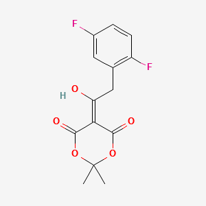 5-(2-(2,5-difluorophenyl)-1-hydroxyethylidene)-2,2-dimethyl-1,3-dioxane-4,6-dione structure, CAS 764667-66-5