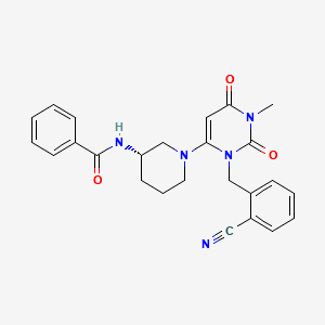 (R)-N-(1-(3-(2-cyanobenzyl)-1-methyl-2,6-dioxo-1,2,3,6-tetrahydropyrimidin-4-yl)piperidin-3-yl)benzamide structure, CAS 1618644-32-8