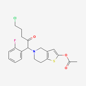 5-(5-chloro-1-(2-fluorophenyl)-2-oxopentyl)-4,5,6,7-tetrahydrothieno[3,2-c]pyridin-2-yl acetate structure, CAS 1056459-37-0