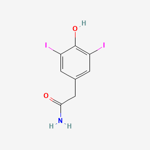 Levothyroxine impurity 12/(4-hydroxy-3,5-diiodo-phenyl)-acetic acid amide structure, CAS 100130-56-1