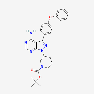 (R)-tert-butyl 3-(4-amino-3-(4-phenoxyphenyl)-1H-pyrazolo[3,4-d]pyrimidin-1-yl)-piperidine-1-carboxylate structure, CAS 1022150-11-3