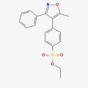 ethyl 4-(5-methyl-3-phenylisoxazol-4-yl)benzenesulfonate structure, CAS 1884279-18-8