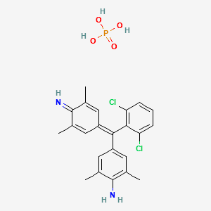 4-[(2,6-dichlorophenyl)(4-imino-3,5-dimethylcyclohexa-2,5-dien-1-ylidene)methyl]-2,6-xylidine phosphate (1:1) structure, CAS 74578-10-2