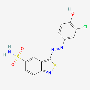 2,1-Benzisothiazole-5-sulfonamide, 3-[(1E)-2-(3-chloro-4-hydroxyphenyl)diazenyl]- structure, CAS 1166834-57-6