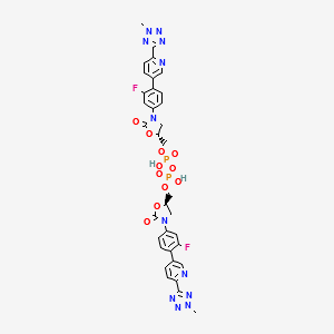 Diphosphoric acid P,P'-bis[[(5R)-3-[3-fluoro-4-[6-(2-methyl-2H-tetrazol-5-yl)-3-pyridinyl]phenyl]-2-oxo-5-oxazolidinyl]methyl] ester structure, CAS 1220910-90-6