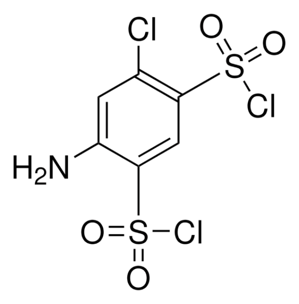 4-AMINO-6-CHLORO-BENZENE-1,3-DISULFONYL DICHLORIDE structure, CAS 671-89-6