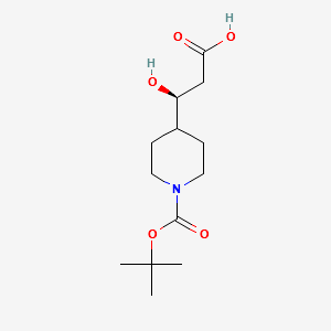 4-Piperidinepropanoic acid, 1-[(1,1-dimethylethoxy)carbonyl]-β-hydroxy-, (βS)- structure, CAS 2227741-18-4
