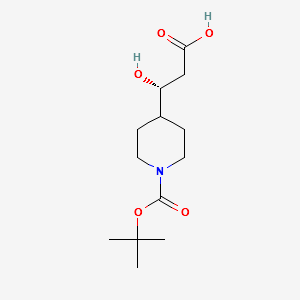 4-Piperidinepropanoic acid, 1-[(1,1-dimethylethoxy)carbonyl]-β-hydroxy-, (βR)- structure, CAS 2227726-41-0