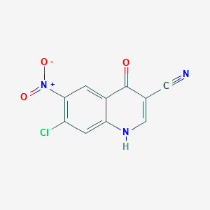 3-Quinolinecarbonitrile, 7-chloro-1,4-dihydro-6-nitro-4-oxo- structure, CAS 263149-39-9