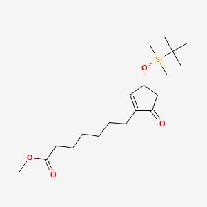 1-Cyclopentene-1-heptanoic acid, 3-[[(1,1-diMethylethyl)diMethylsilyl]oxy]-5-oxo-, Methyl ester structure, CAS 161978-56-9