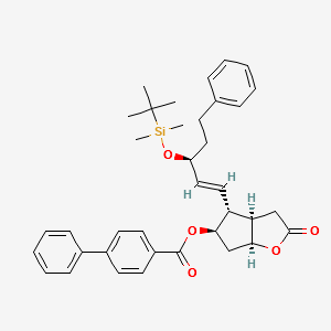 [1,1'-Biphenyl]-4-carboxylic acid, (3aR,4R,5R,6aS)-4-[(1E,3S)-3-[[(1,1-diMethylethyl)diMethylsilyl]oxy]-5- phenyl-1-pentenyl]hexahydro-2-oxo-2H-cyclopenta[b]furan-5-yl ester structure, CAS 865087-09-8