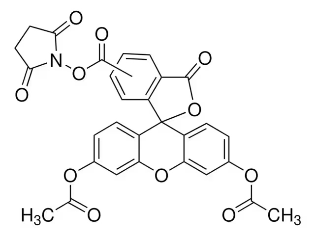 5(6)-(N-SUCCINIMIDYLOXYCARBONYL)-3',6',O,O'-DIACETYLFLUORESCEIN structure, CAS 150347-59-4