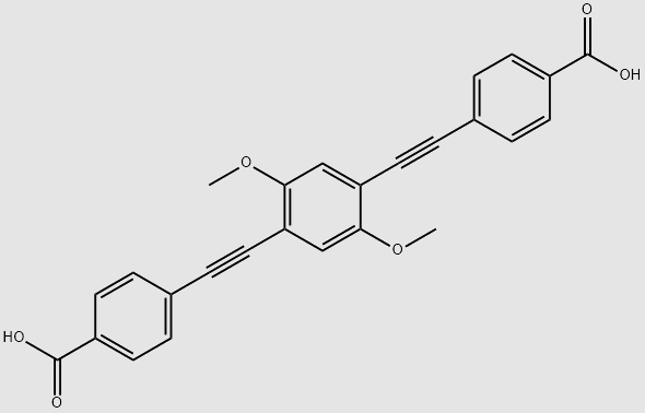 4,4'-((2,5-dimethoxy-1,4-phenylene)bis(ethyne-2,1-diyl))dibenzoic acid structure, CAS 1190438-53-9