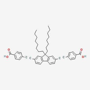 4,4'-((9,9-dioctyl-9H-fluorene-2,7-diyl)bis(ethyne-2,1-diyl))dibenzoic acid structure, CAS 1313187-39-1