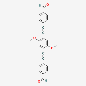 [Benzaldehyde, 4,4'-[(2,5-dimethoxy-1,4-phenylene)di-2,1-ethynediyl]bis-] structure, CAS 1190963-83-7
