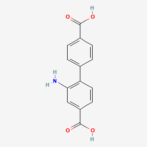 2-amino-[1,1'-biphenyl]-4,4'-dicarboxylic acid structure, CAS 1240557-01-0