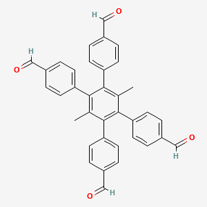 4',5'-bis(4-formylphenyl)-3',6'-dimethyl-[1,1':2',1''-terphenyl]-4,4''-dicarbaldehyde structure, CAS 2363716-37-2