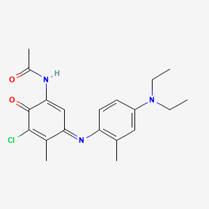 2-acetylamino-6-chloro-4-[(4-diethylamino)2-methylphenyl-imino]-5-methyl-1-oxo-2,5-cyclohexadiene structure, CAS 102387-48-4
