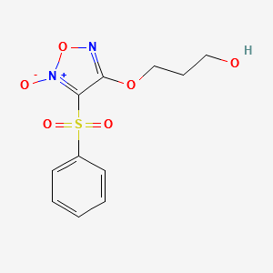 3-(4-benzenesulfonyl-5-oxy-furazan-3-yloxy)-propan-1-ol structure, CAS 361541-87-9