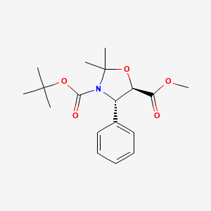 (4S-trans)-2,2-Dimethyl-4-phenyl-3,5-oxazolidinedicarboxylic acid 3-(1,1-dimethylethyl) 5-methyl ester structure, CAS 153652-71-2