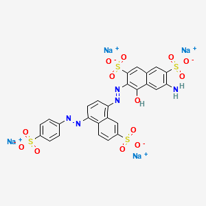 tetrasodium 6-amino-4-hydroxy-3-[[7-sulphonato-4-[(4-sulphonatophenyl)azo]-1-naphthyl]azo]naphthalene-2,7-disulphonate structure, CAS 2118-39-0