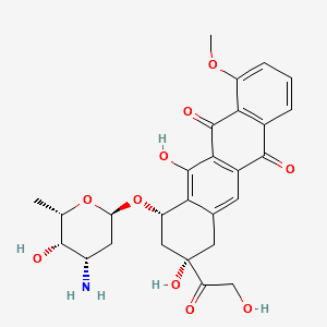 5,12-Naphthacenedione, 10-(3-amino-2,3,6-trideoxy-.alpha.-L-lyxo-hexopyranosyl)oxy-7,8,9,10-tetrahydro-8,11-dihydroxy-8-(hydroxyacetyl)-1-methoxy-, (8S,10S)- structure, CAS 71800-89-0