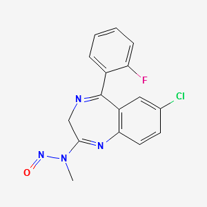 7-Chloro-5-(2-fluorophenyl)-2-(N-nitrosomethylamino)-3H-1,4-benzodiazepine structure, CAS 59467-62-8