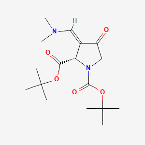 (2S) tert-butyl N-(tert-butoxycabonyl)-3-[(dimethylamino)methylidene]-4-oxoprolinate structure, CAS 166410-06-6