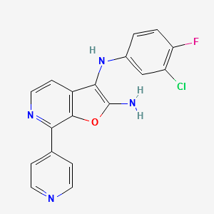 N3-(3-Chloro-4-fluorophenyl)-7-(pyridin-4-yl)furo[2,3-c]pyridine-2,3-diamine structure, CAS 1638118-09-8