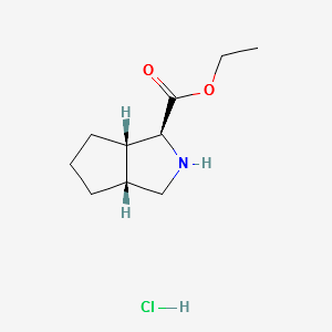 (1S,3aR,6aS)-Octahydrocyclopenta[c]pyrrole-1-carboxylic acid ethyl ester hydrochloride structure, CAS 1147103-42-1