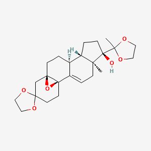 3,3,20,20-Bis(ethylene-dioxy)-17α-hydroxy-5α,10α-epoxy-19-norpregna-9(11)-ene structure, CAS 54201-83-1