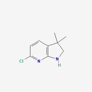1H-Pyrrolo[2,3-b]pyridine, 6-chloro-2,3-dihydro-3,3-dimethyl- structure, CAS 1403901-47-2