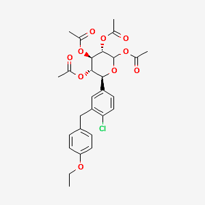 L-Xylopyranose, 5-C-[4-chloro-3-[(4-ethoxyphenyl)Methyl]phenyl]-, 1,2,3,4-tetraacetate,(5S)- structure, CAS 1018898-84-4