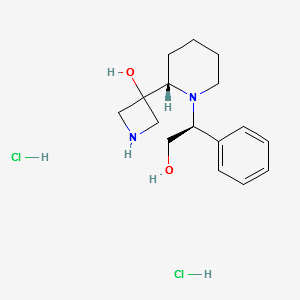 1-Piperidineethanol, 2-(3-hydroxy-3-azetidinyl)-β-phenyl-, hydrochloride (1:2), (βS,2S)- structure, CAS 2058310-62-4