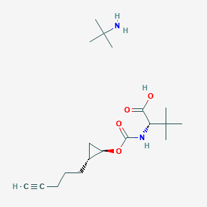 (S)-3,3-Dimethyl-2-((1R,2R)-2-pent-4-ynyl-cyclopropoxycarbonylamino)-butyric acid, tert-butylamine salt structure, CAS 1425038-21-6