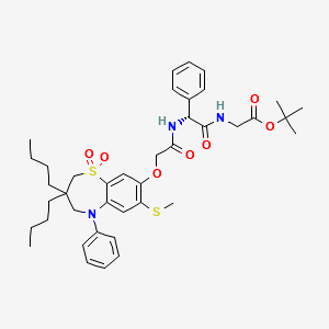 Glycine, (2R)-N-[[[3,3-dibutyl-2,3,4,5-tetrahydro-7-(methylthio)-1,1-dioxido-5-phenyl-1,5-benzothiazepin-8-yl]oxy]acetyl]-2-phenylglycyl-, 1,1-dimethylethyl ester (9CI) structure, CAS 439088-54-7