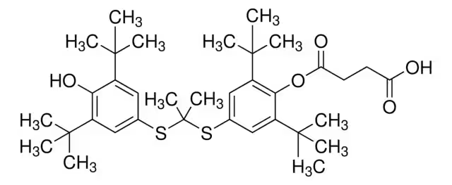 4-[4-[2-(4-hydroxy-3,5-ditert-butyl-phenyl)sulfanylpropan-2-ylsulfanyl]-2,6-ditert-butyl-phenoxy]-4-oxo-butanoic acid structure, CAS 216167-82-7