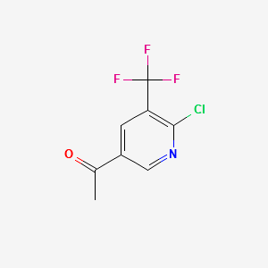 1-(6-Chloro-5-(trifluoromethyl)pyridin-3-yl)ethanone structure, CAS 1245915-41-6