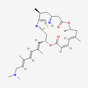 4,12-Dioxa-20-thia-21-azabicyclo[16.2.1]heneicosa-1(21),6,8,18-tetraene-5,13-dione,15-aMino-3-[(1E,3E,5E)-7-(diMethylaMino)-2,5-diMethyl-1,3,5-heptatrien-1-yl]-9,11,17-triMethyl-,(3S,6Z,8E,11S,15R,17S)- structure, CAS 139220-18-1