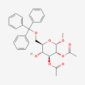 (2S,3R,4S,5R,6R)-5-Hydroxy-2-methoxy-6-((trityloxy)methyl)tetrahydro-2H-pyran-3,4-diyl diacetate structure, CAS 53717-00-3
