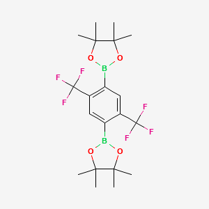 2,2'-(2,5-bis(trifluoromethyl)-1,4-phenylene)bis(4,4,5,5-tetramethyl-1,3,2-dioxaborolane) structure, CAS 1073339-16-8