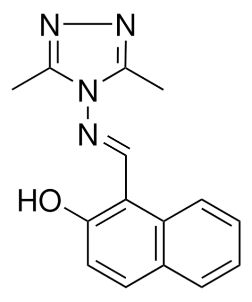 4-((3,5-dipyridin-4-yl-1,2,4-triazol-1-yl)methyl)pyridine structure, CAS 55391-42-9