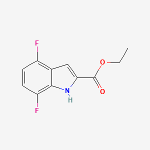 1H-Indole-2-carboxylic acid, 4,7-difluoro-, ethyl ester structure, CAS 394223-44-0