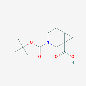 3-(tert-butoxycarbonyl)-3-azabicyclo[4.1.0]heptane-1-carboxylic acid structure, CAS 1239421-67-0